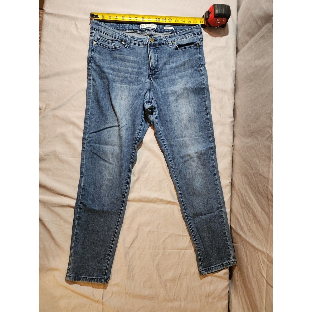 Anne Klein Premium Crop Boyfriend Jeans Women’s Size 12 Blue Denim Skinny Ankle
